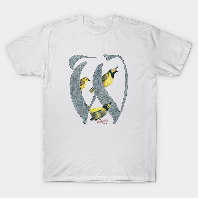 Avian Alphabet W - Hooded warbler T-Shirt by hnewmanart